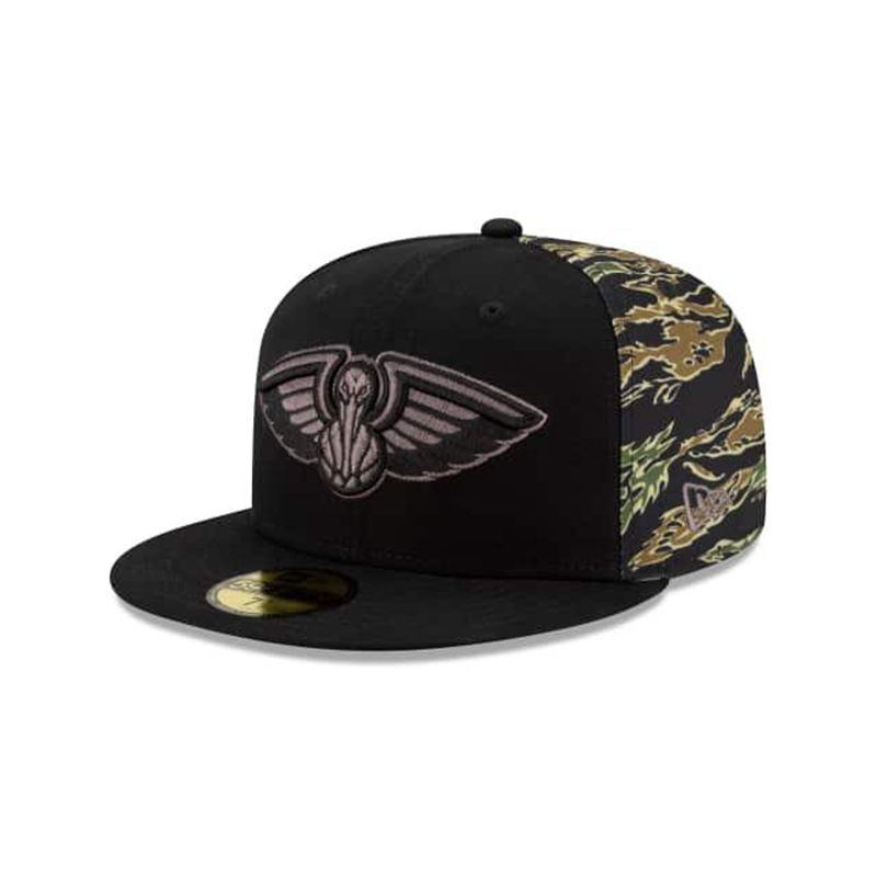 NBA New Orleans Pelicans Camo Panel 59Fifty Fitted (CCM7663) - Black New Era Caps